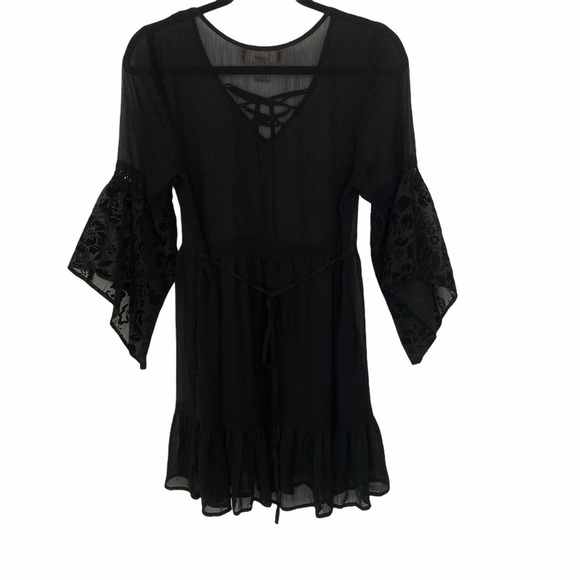 Band of Gypsies Sheer Ruffle Dress w/Neck Laces - Picture 3 of 11